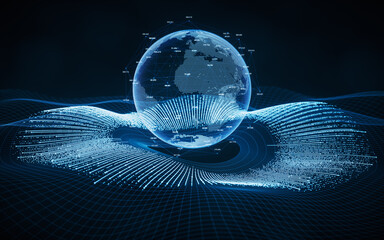 Coding digital planet with big data concept, 3d rendering.