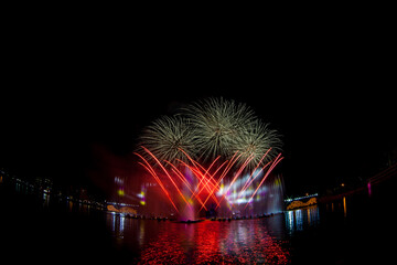 Beautiful fireworks in the night sky.