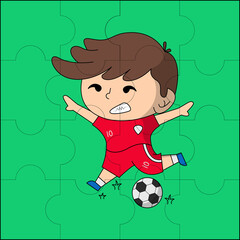 Cute boy playing ball suitable for children's puzzle vector illustration