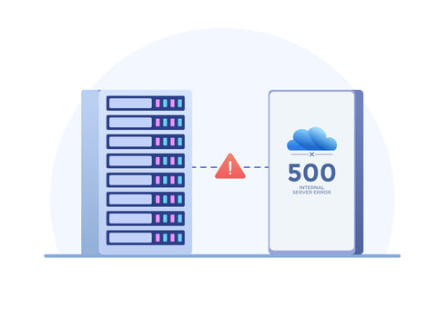 Flat Illustration 500 Internal Server Error Concept. Can't Connect To Server or Internet. Website Error 500.
Can be used for web, landing page, animation, promotion, etc.