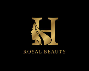 luxurious letter H beauty face decoration for beauty care logo, personal branding image, make up artist, or any other royal brand and company