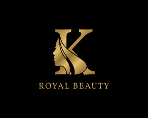 luxurious letter K beauty face decoration for beauty care logo, personal branding image, make up artist, or any other royal brand and company