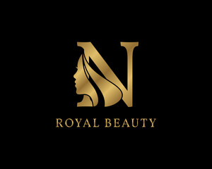 luxurious letter N beauty face decoration for beauty care logo, personal branding image, make up artist, or any other royal brand and company