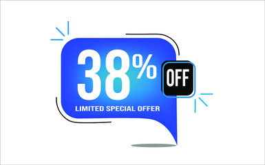 38% off blue balloon. Wholesale buy and sell banner. Limited special offer.
