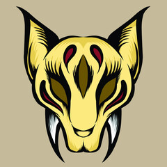 kitsune japanese mask vector illustration suitable for sticker branding purposes and so on