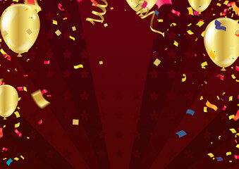 Colorful balloons Vector illustration of party background with confetti and space for your text