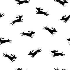 Fototapeta na wymiar seamless pattern of dachshund dog silhouettes