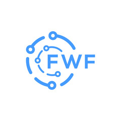 FWF technology letter logo design on white  background. FWF creative initials technology letter logo concept. FWF technology letter design.
