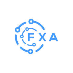 FXA technology letter logo design on white  background. FXA creative initials technology letter logo concept. FXA technology letter design.
