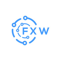 FXW technology letter logo design on white  background. FXW creative initials technology letter logo concept. FXW technology letter design.
