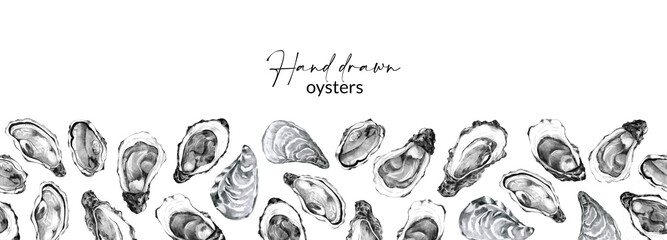 Border with hand drawn oysters