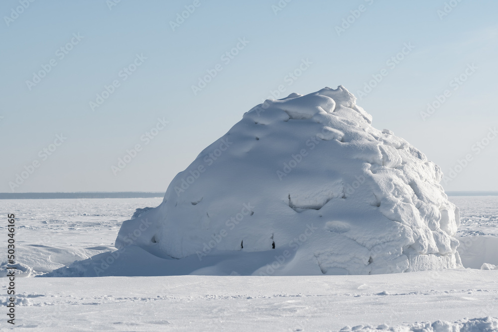 Wall mural real snow igloo house in the winter.