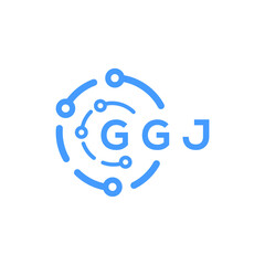 GGJ technology letter logo design on white  background. GGJ creative initials technology letter logo concept. GGJ technology letter design.

