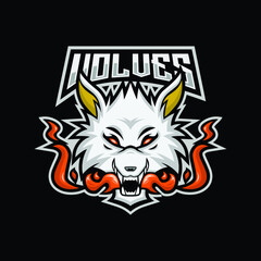 wolves head mascot logo for sport and esport logo design