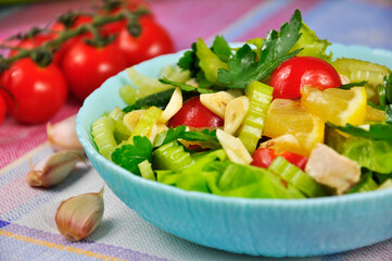 Fresh vegetable salad, mediterranean food.