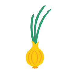 Cute onion icon. Vector flat hand drawn illustration in cartoon style	