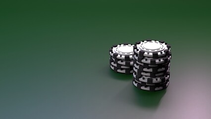 Stack of poker chips. Casino element. Render in 3D.