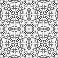 Stylish texture with figures from lines.
Abstract geometric black and white pattern for web page, textures, card, poster, fabric, textile. Monochrome graphic repeating design.