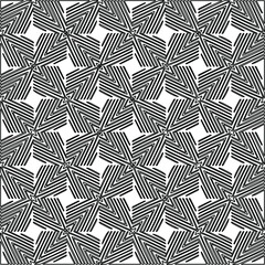 Stylish texture with figures from lines.
Abstract geometric black and white pattern for web page, textures, card, poster, fabric, textile. Monochrome graphic repeating design. 