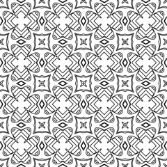 Stylish texture with figures from lines.
Abstract geometric black and white pattern for web page, textures, card, poster, fabric, textile. Monochrome graphic repeating design. 