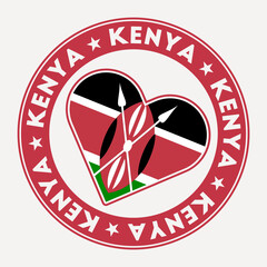 Kenya heart flag badge. From Kenya with love logo. Support the country flag stamp. Vector illustration.