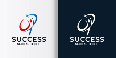 Sucess Logo People With A Star Premium Vector
