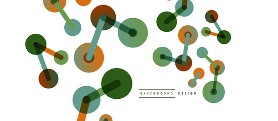 Line points connections geometric abstract background. Circles connected by lines. Trendy techno business template for wallpaper, banner, background or landing