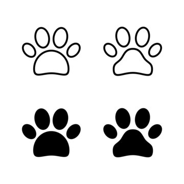 Paw icons vector. paw print sign and symbol. dog or cat paw