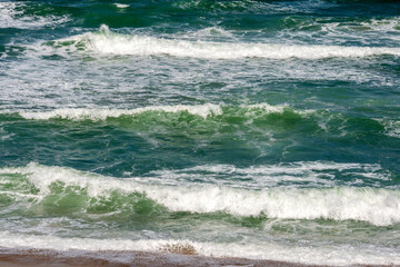 View of the surf waves on the Mediterranean coast.