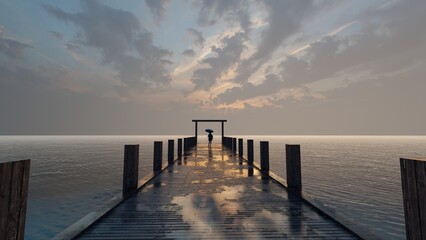 Fototapeta premium alone in dock pier