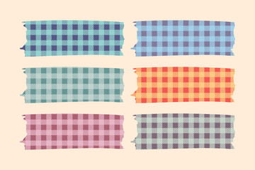 Set of cute hand drawn washi tape with abstract scandinavian pattern
