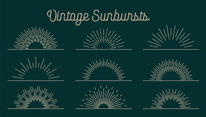 classic hand drawn sunburst lines collection