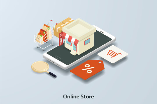 Online store business Online shopping through smartphones