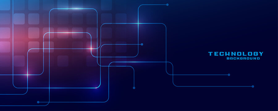digital technology futuristic banner with circuit lines