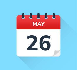 May 26, appointment schedule flat icon.