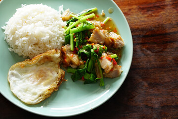 Kale Crispy Pork Belly and Fried Egg