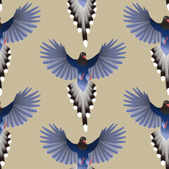 seamless pattern inspired by endemic species (Taiwan Blue Magpie) in Taiwan
