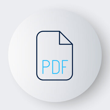 Line PDF file document. Download pdf button icon isolated on white background. PDF file symbol. Colorful outline concept. Vector