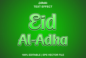 Fototapeta na wymiar eid al-adha text effect with green color can be edited.