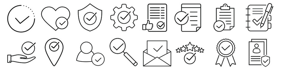 Approve icon vector set. Accepted Document illustration sign collection. Guarantee symbol.