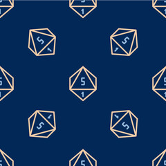 Line Game dice icon isolated seamless pattern on blue background. Casino gambling. Vector