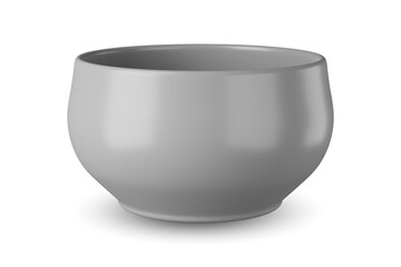 Gray bowl isolated on white background 3D Render