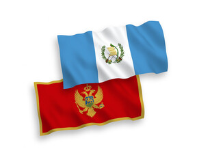 Fototapeta premium Flags of Montenegro and Republic of Guatemala on a white background