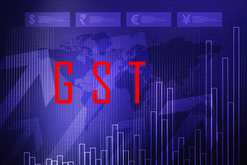 2d rendering GST Tax India with business graph