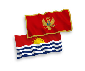Flags of Montenegro and Republic of Kiribati on a white background