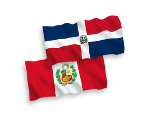 Flags of Dominican Republic and Peru on a white background