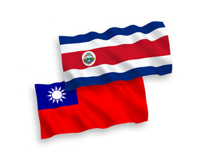 Flags of Republic of Costa Rica and Taiwan on a white background