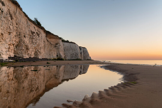 Sunrise Kent Coast with Reflection of Chalk Cliffs