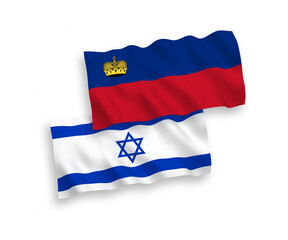Flags of Liechtenstein and Israel on a white background