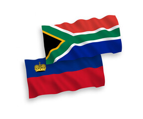 Flags of Liechtenstein and Republic of South Africa on a white background
